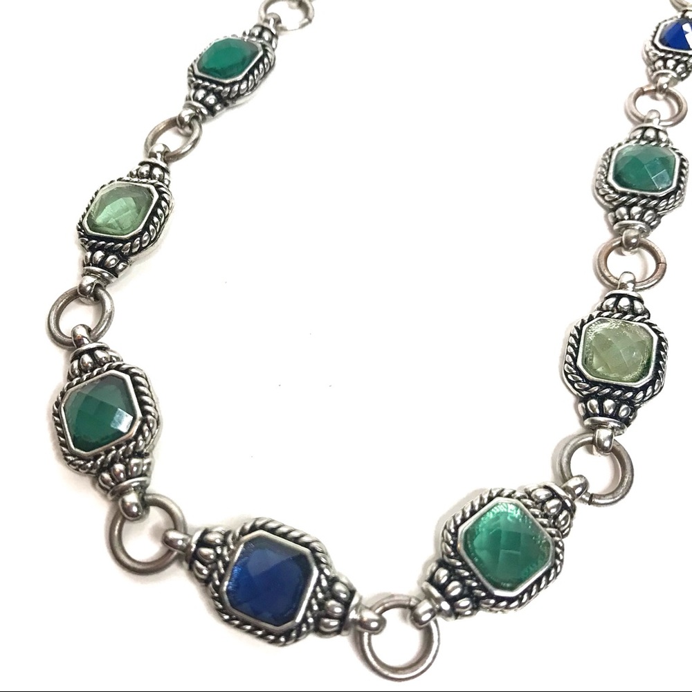 Napier Link Necklace Emerald Green Sapphire Blue